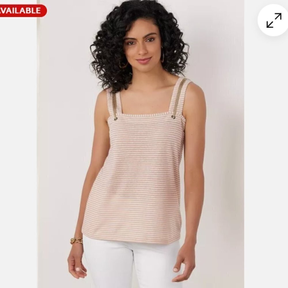 New SOFT SURROUNDINGS Sun Seeker Rope Tank Top Linen Polyester Metallic (XL)